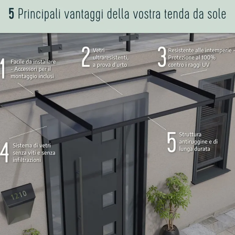 Canopia Aquila Pensilina Da Esterno 453X91 cm Grigio