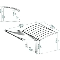 Canopia Arizona Wave Carport Doppio in Alluminio 6 X 5 m