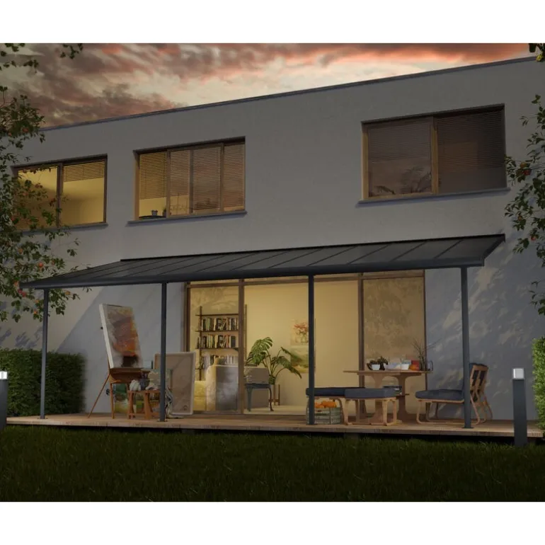 Canopia Capri Pergola Addossata in Alluminio 3X7.4 m Grigio