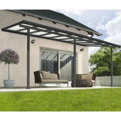 Canopia Feria Pergola Addossata in Alluminio 3X5.5 m Grigio