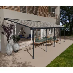 Canopia Feria Pergola Addossata in Alluminio 3X9.2 m Grigio