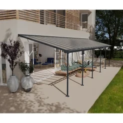 Canopia Feria Pergola Addossata in Alluminio 3X10.4 m Grigio