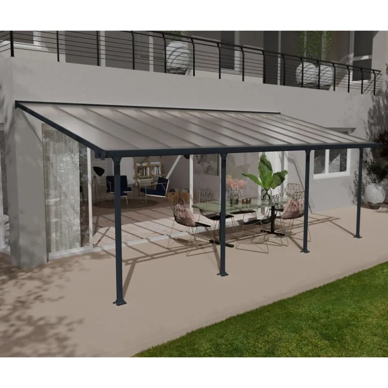 Canopia Feria Pergola Addossata in Alluminio 3X7.3 m Grigio