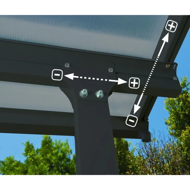 Canopia Feria Pergola Addossata in Alluminio 3X7.3 m Grigio