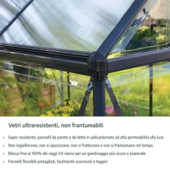 Canopia Hybrid Serra Da Giardino in Policarbonato 126X185X208 cm Argento