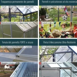 Canopia Hybrid Serra Da Giardino in Policarbonato 306X185X208 cm Grigio