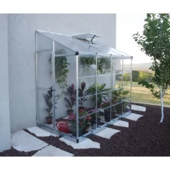 Canopia Lean-To Serra Da Giardino in Policarbonato Argento 244X124X225 cm Ibrida