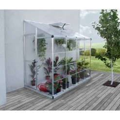 Canopia Lean-To Serra Da Giardino in Policarbonato Argento 244X124X225 cm Ibrida