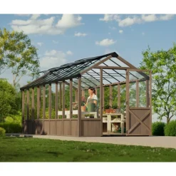 Canopia NATURA Doppio Strato Serra Da Giardino in Policarbonato 641X237.5X261 cm - Legno di cedro