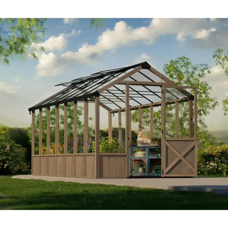 Canopia NATURA Doppio Strato Serra Da Giardino in Policarbonato 500.5X237.5X261 cm - Legno di cedro