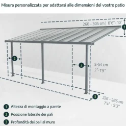 Canopia Olympia Pergola Addossata in Alluminio 3X4.3 m Bianco