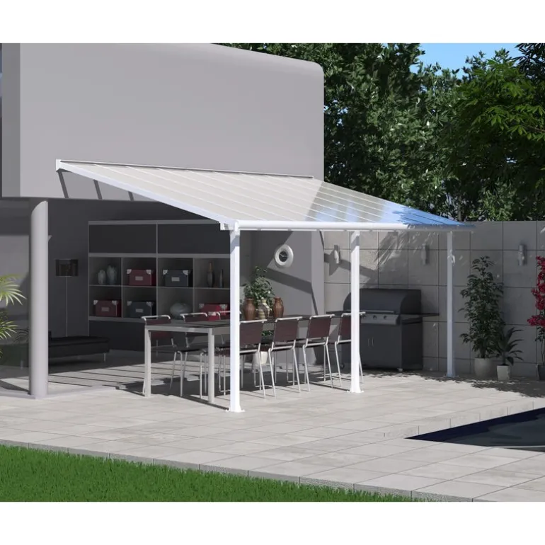 Canopia Olympia Pergola Addossata in Alluminio 3X5.5 m Bianco