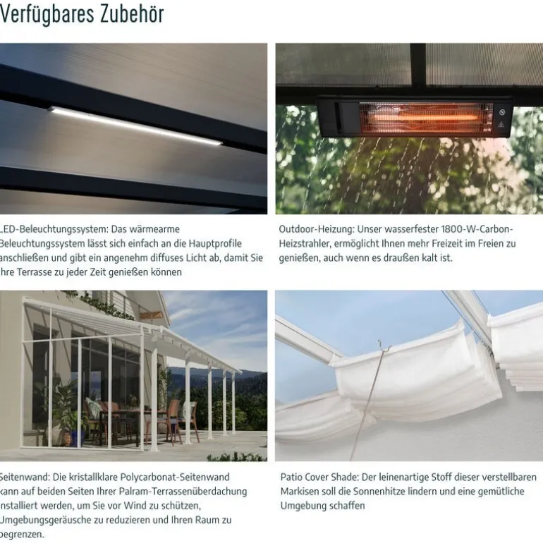 Canopia Olympia Pergola Addossata in Alluminio 3X3 m Grigio