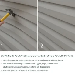 Canopia Rubicon Casetta Da Giardino in Policarbonato Ultra Resistente 378X185X217 cm Grigio Scuro