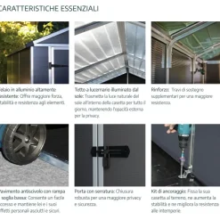 Canopia Rubicon Casetta Da Giardino in Policarbonato Ultra Resistente 602X237X235 cm Grigio Scuro