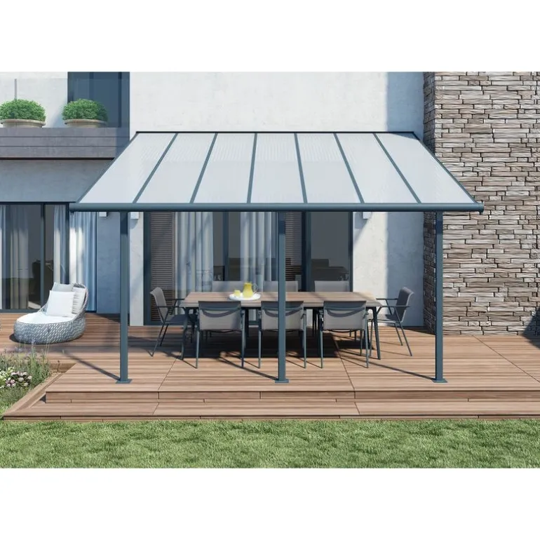 Canopia Sierra Pergola Addossata in Alluminio 3X4.3 m Grigio