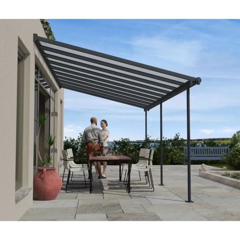 Canopia Sierra Pergola Addossata in Alluminio 3X5.6 m Grigio