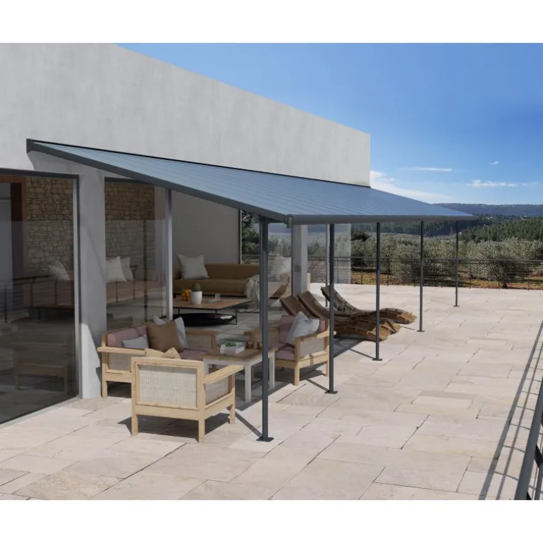 Canopia Sierra Pergola Addossata in Alluminio 3X10.4 m Grigio