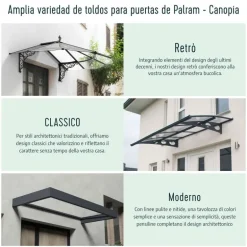 Canopia Sophia Pensilina Da Esterno 215X95 cm - Struttura Grigia Pannelli Opal Bianco