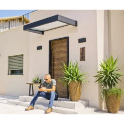 Canopia Sophia Pensilina Da Esterno 160X95 cm - Struttura Grigia Pannello Trasparente