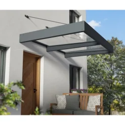 Canopia Sophia XL Pensilina Da Esterno 192X140X67 cm - Struttura Grigia Pannello Trasparente
