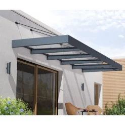 Canopia Sophia XL Pensilina Da Esterno 472X140X67 cm - Struttura Grigia Pannello Trasparente