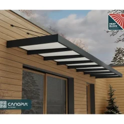 Canopia Sophia XL Pensilina Da Esterno 750X140 cm - Struttura Grigia Pannelli Opal Bianco