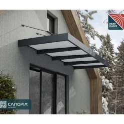 Canopia Sophia XL Pensilina Da Esterno 380X140 cm - Struttura Grigia Pannelli Opal Bianco