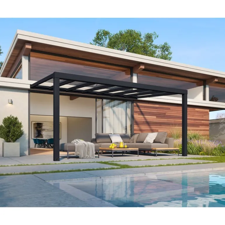 Canopia Stockholm Pergola Addossata in Alluminio di Premium 3.4X5.2 m Trasparente