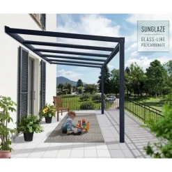 Canopia Stockholm Pergola Addossata in Alluminio di Premium 3.4X3.7 m Trasparente