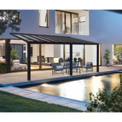 Canopia Stockholm Pergola Addossata in Alluminio di Premium 3.4X7.3 m Trasparente