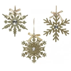 Fiocchi di neve Oro da appendere. Pezzo Singolo