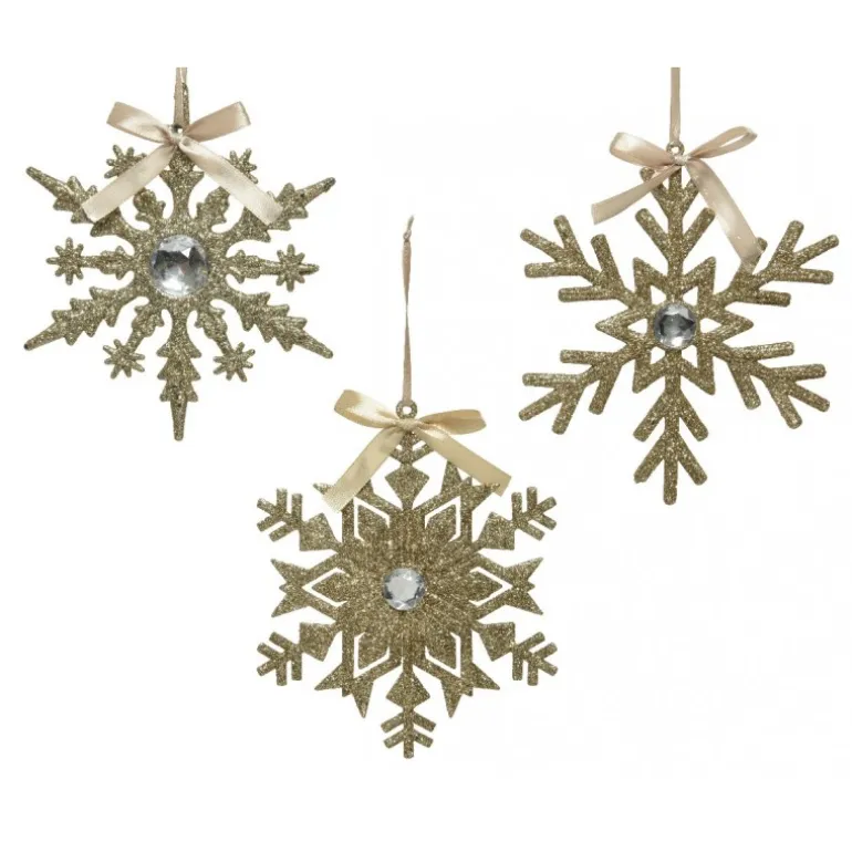 Fiocchi di neve Oro da appendere. Pezzo Singolo