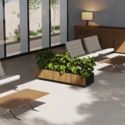 Fioriera Bassa Herstera PLANTER WOOD XIC 150 in Metallo colore Antracite 150x40x25cm