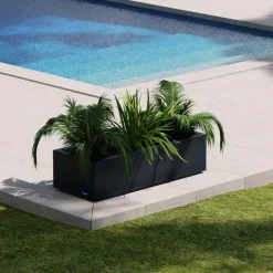 Fioriera Bassa Herstera PLANTER XIC 150 in Metallo colore Antracite 150x40x25cm