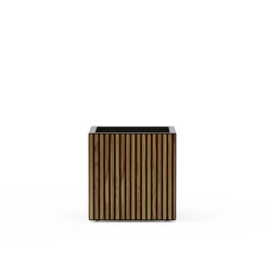 Fioriera Cubo Herstera DECO PLANTER in Metallo colore Nero e Legno 50x50x50 cm