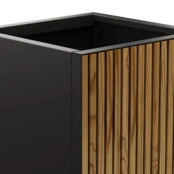 Fioriera Cubo Herstera DECO PLANTER in Metallo colore Nero e Legno 50x50x50 cm