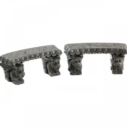 Gargoyle Stone Benches Set Of 2 Cod. 84370