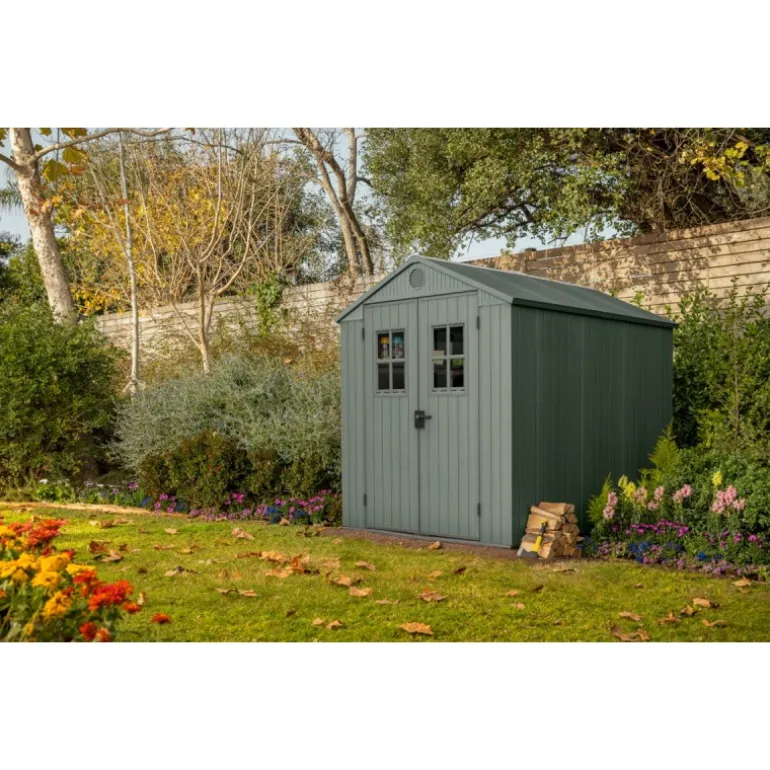 Keter Casetta da Giardino in Resina DARWIN 6x8 Green con Finestre Frontali