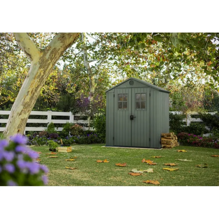 Keter Casetta da Giardino in Resina DARWIN 6x4 Green con Finestre Frontali