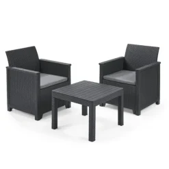 Keter Set 2 Poltrone + Tavolino Aperto EMMA BALCONY Grafite