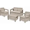 Keter Set Lounge CORFU' Cappuccino Divano + 2 Poltrone + Tavolino Aperto