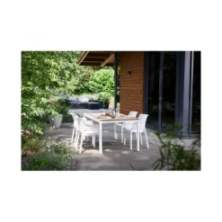 Keter Tavolo PORTO 160 effetto Legno struttura Bianca