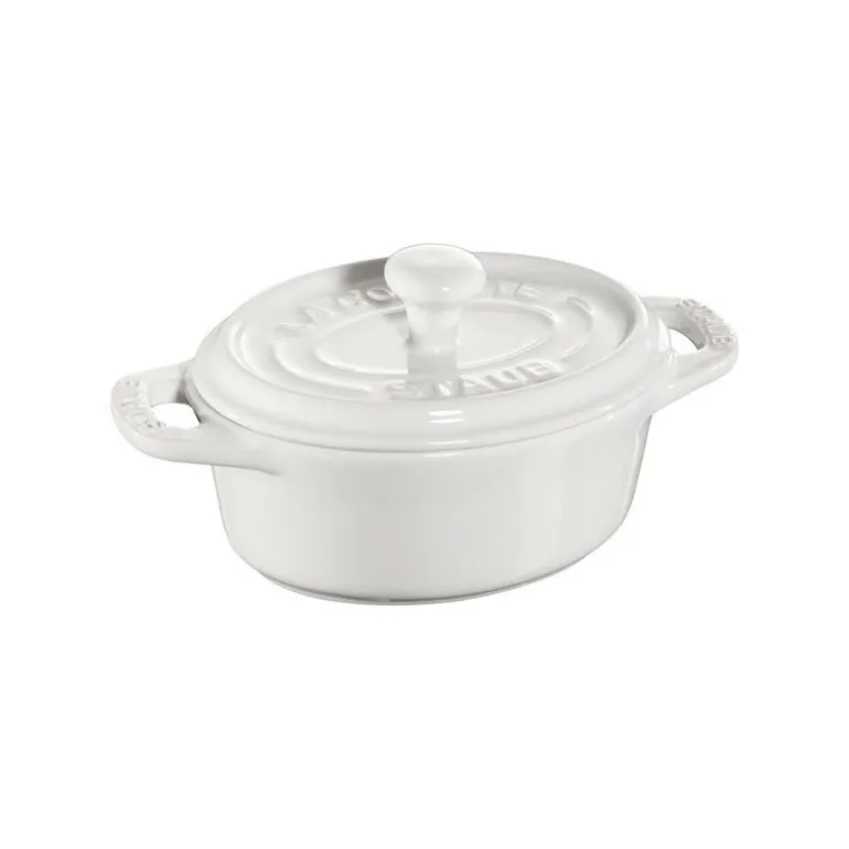 Mini Cocotte Ovale 11 cm Bianca in Ceramica