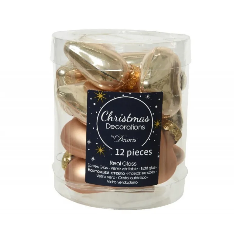 Mini cuori in vetro da appendere. Set di 12