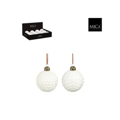 Pallina di Vetro 8 cm Color Bianco. Pesso Singolo.