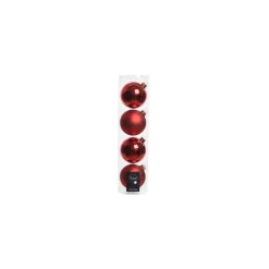 Palline di Natale da Appendere in Vetro 10 cm Rosso Natale. Set di 4