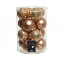 Palline di Natale in vetro da appendere 8 cm Caramello. Set 16