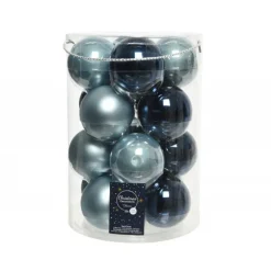 Palline di Natale in vetro da appendere 8 cm Blu. Set 16