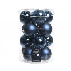 Palline di Natale in vetro da appendere 8 cm Blu. Set 16
